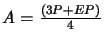 $A=\frac{(3P+EP)}{4}$